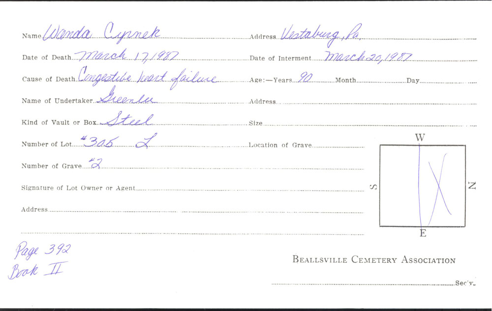 burial card